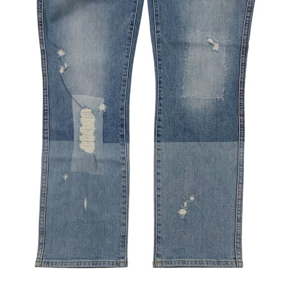 7 For All Mankind Jeans Womens 28 Blue Edie Stretch Patch Distressed Button Fly - Picture 5 of 12